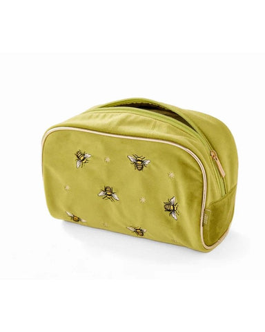 Velour Olive Bee Print Cosmetic Bag by Chelsea Peers