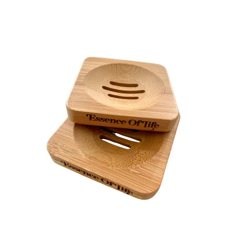 100% Biodegradable Square Bamboo Soap Dish by Essence of Life