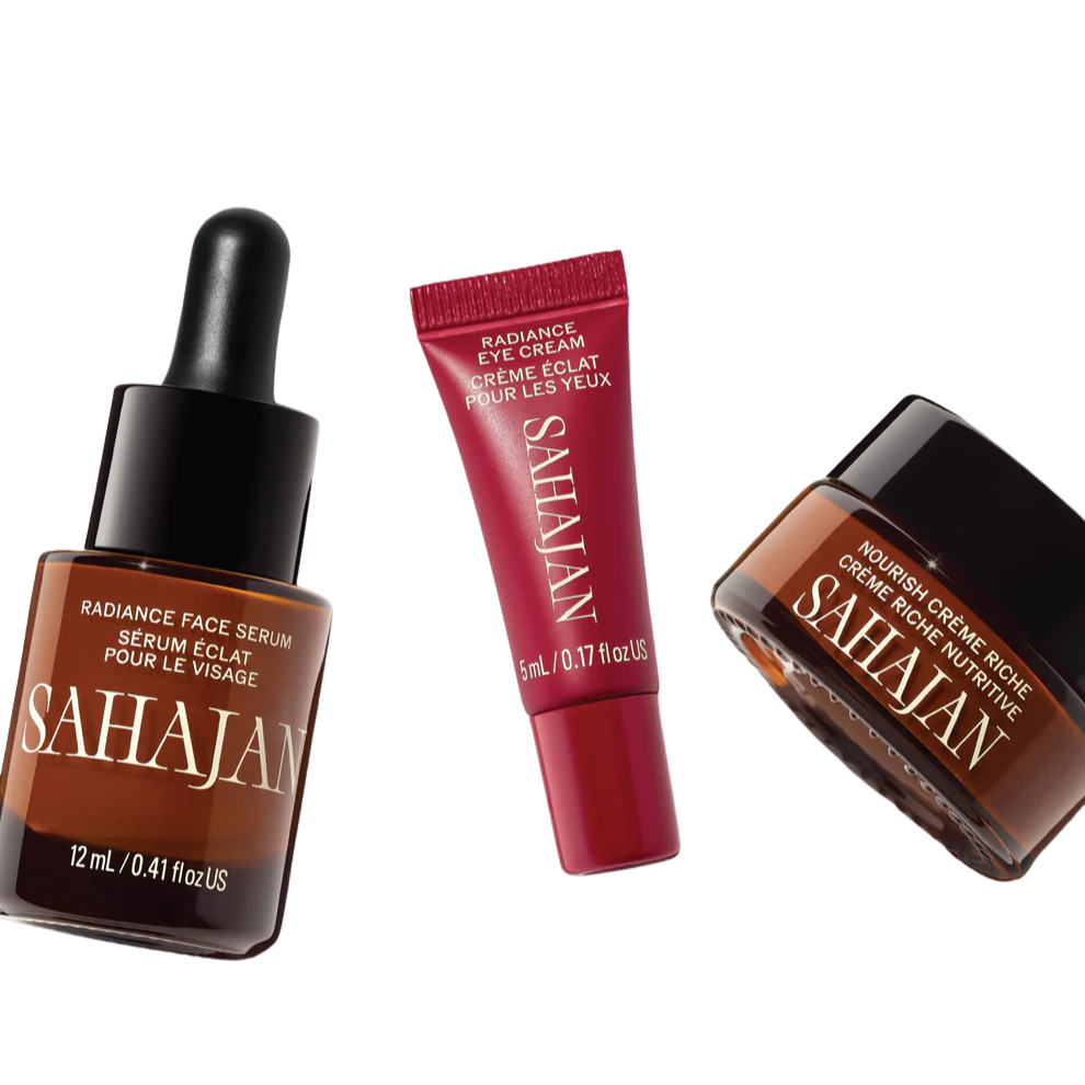 Containers of product included in the Sahajan Radiance Ritual Set