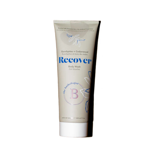 Tube of 'Recover' body wash by The Bathologist on a white background