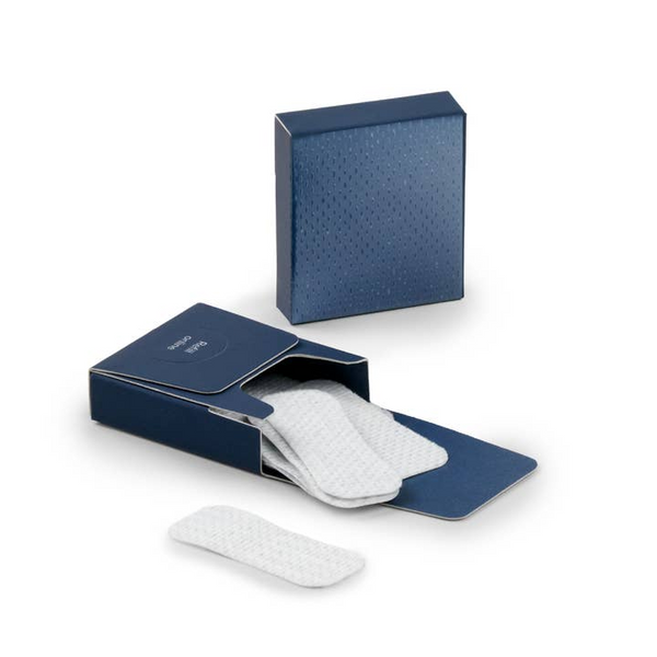 Blue box with white rectangular items on a white background