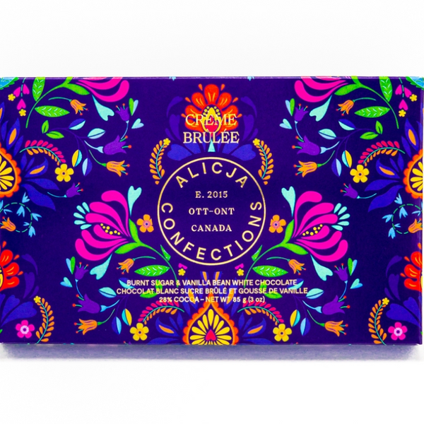 Alicja Confections Creme Brulee Burnt Sugar & Vanilla Bean 28% White Chocolate