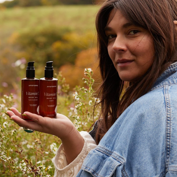 Two bottles of Apoterra Vitamin C Body Oil Neroli Yuzu