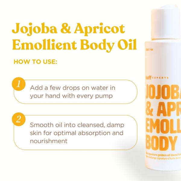 How to use Buff Expert Jojoba & Apricot Emollient Body OIl