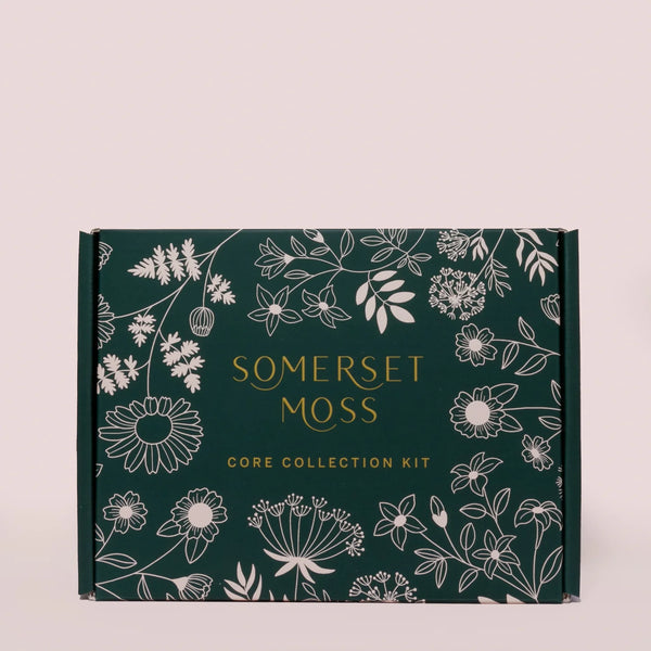 Somerset Moss core collection kit with floral design on a beige background