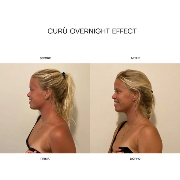 Before and After of person using Curu Skin After Sun Facial Oil