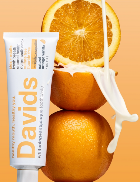 Davids Hydroxyapatite kids orange vanilla toothpaste tube
