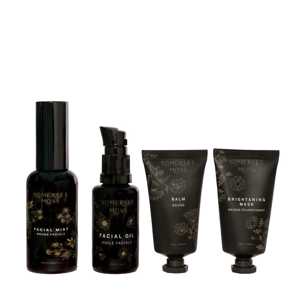 Set of Somerset Moss skincare products on a white background
