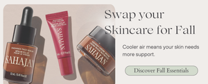 Sahajan skincare products with text promoting fall skincare.