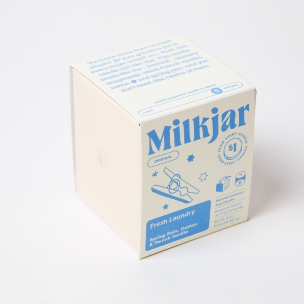 Milkjar laundry detergent box on a white background