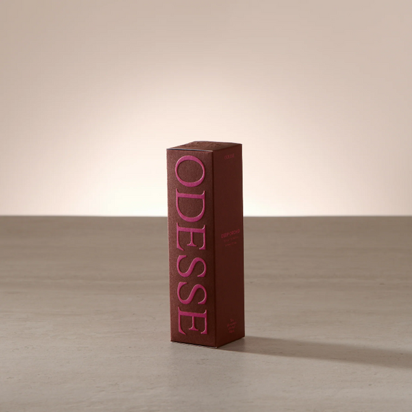 Red box with 'ODESSE' branding on a beige background