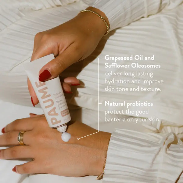 Applying Paume Probiotic Hand Balm