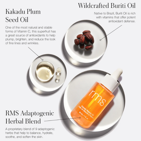 RMS Beauty skincare product with ingredients labeled on a white background