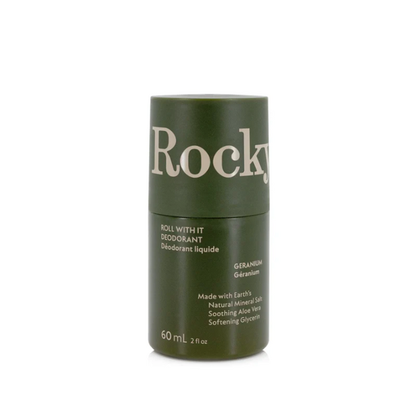 Rocky roll-on deodorant geranium new packaging