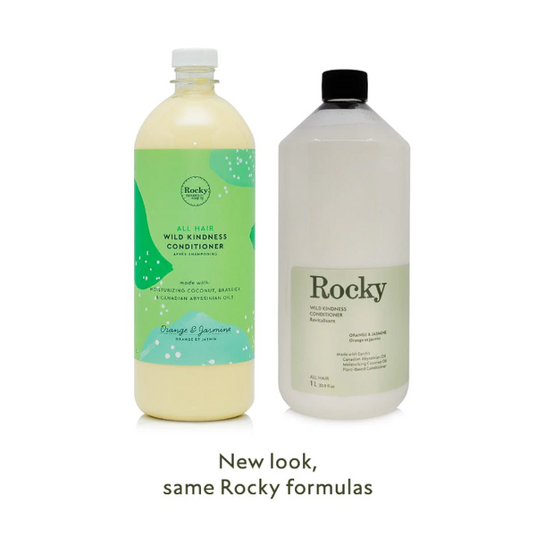 Old Rocky Mountain Soap Company Branding versus the new Rocky Branding Wild Kindness Conditioner