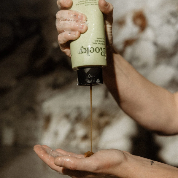 Person using Rocky Everyday Hero Shower Gel