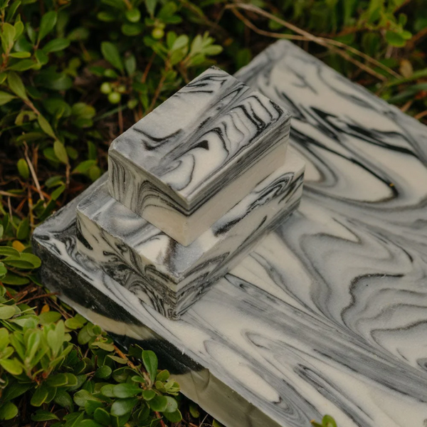 Blocks of Rocky Cold Pressed Fennel & Charcoal bar soap made in Canada