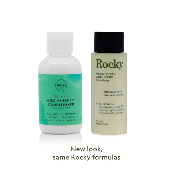 Rocky Wild Kindness Rosemary Mint Conditioner new packaging versus old packaging