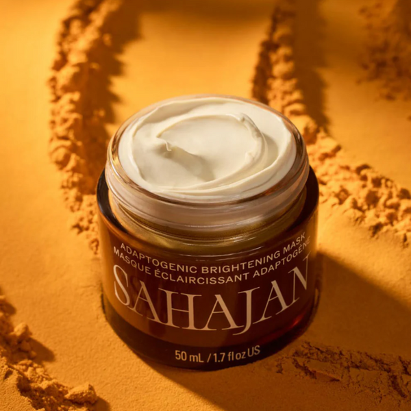 Open jar of Sahajan Adaptogenic Brightening Mask