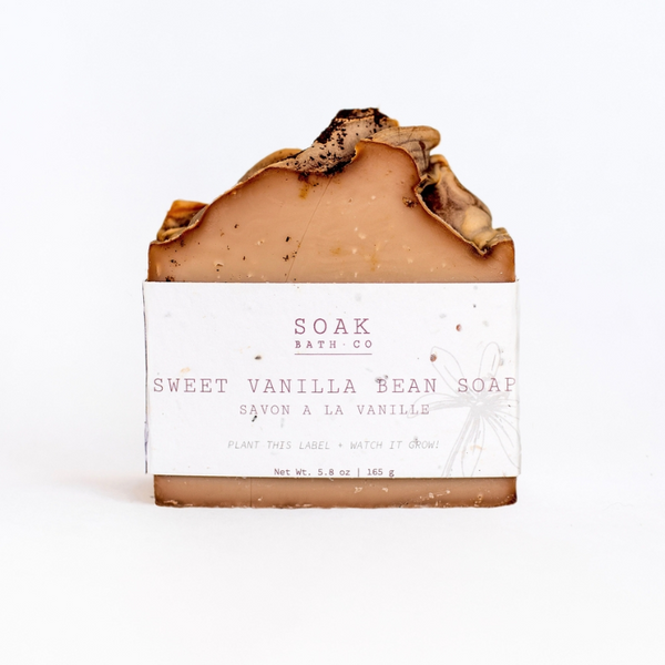Soak Bath Co. Sweet Vanilla Bean Bar Soap made in Canada