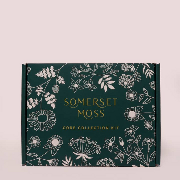 Somerset Moss core collection kit with floral design on a beige background