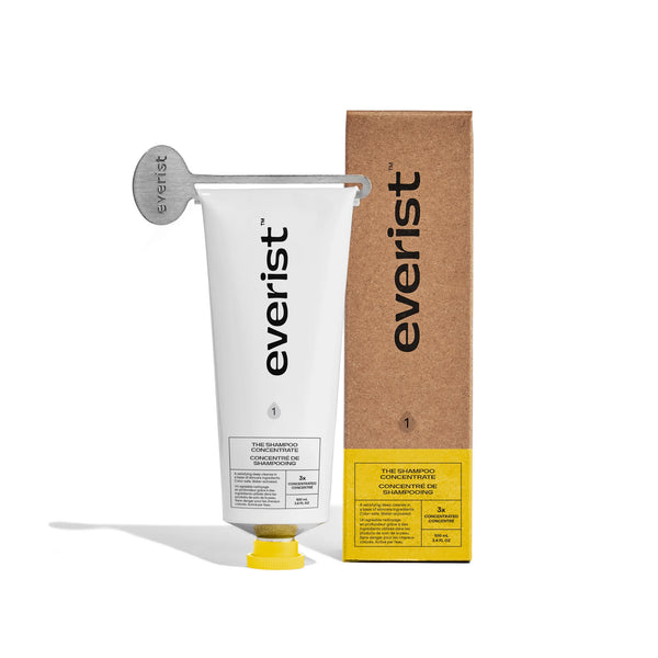 Everist shampoo tube and packaging on a white background