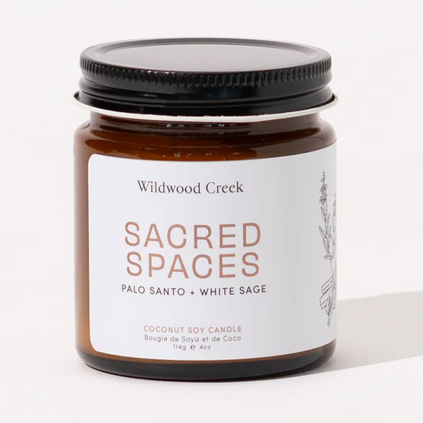 Wildwood Creek Sacred Spaces candle jar on a white background