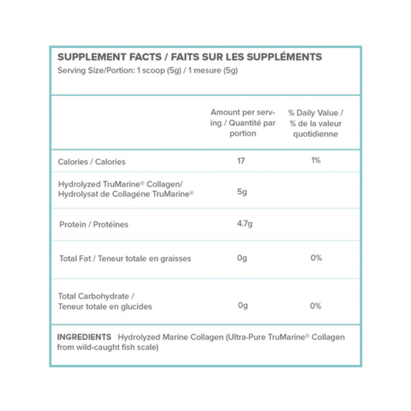 Supplement Facts for WithinUs TruMarine Collagen