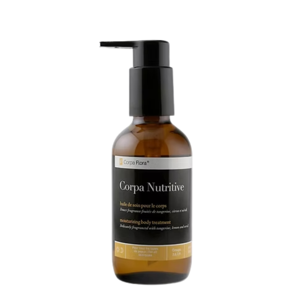 Corpa Nutritive body treatment bottle on a white background