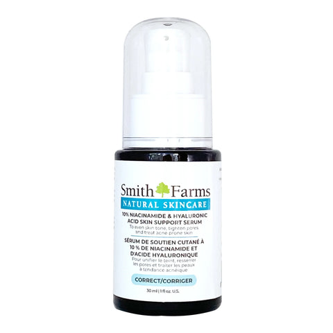 Smith Farms natural skincare  Niacinamide serum bottle on a white background