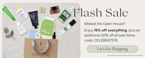 Truth Beauty Company Flash Sale — 15% off storewide with code BEAUTY15 plus 20% off sale items automatically applied.