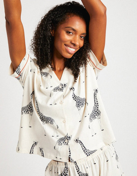 Organic Cotton Giraffe Print Short Pyjama Set by Chelsea Peers