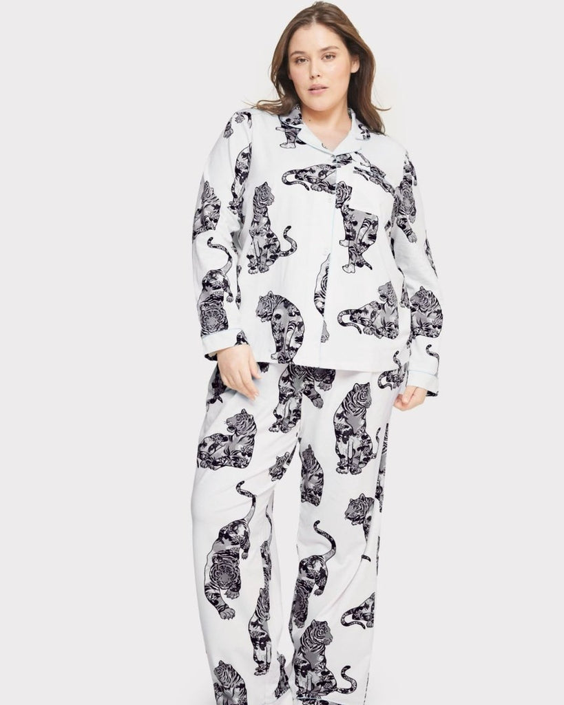 tiger lily pyjamas Organic Cotton Lotus Tiger Print Long Pyjama Set – The Truth Beauty Company