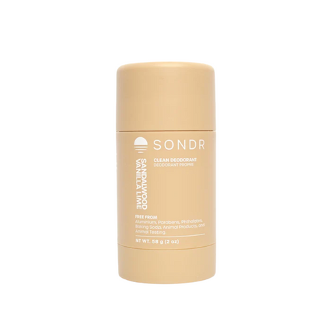 Sondr Sandalwood Vanilla Lime deodorant stick on a white background