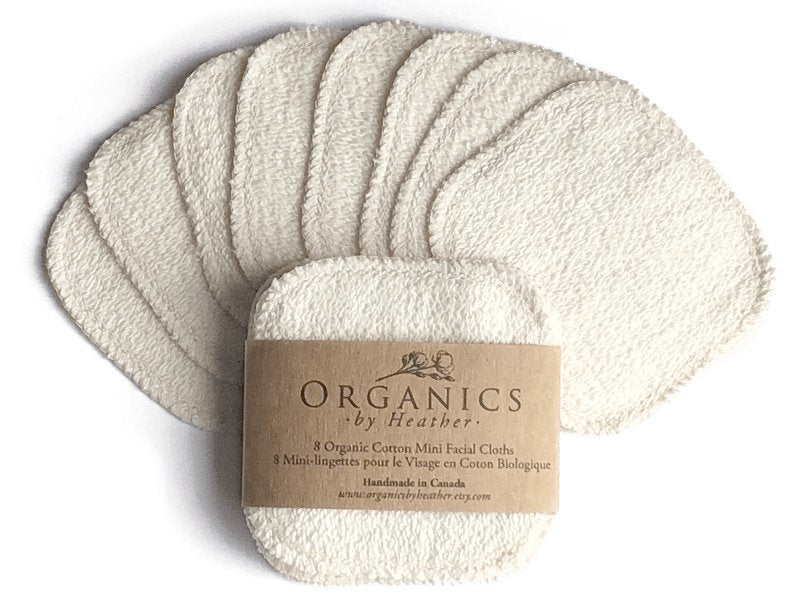 2 ply Organic Cotton Mini Facial Cloths (8 pk) by Organics by Heather