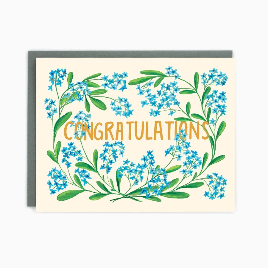 Congratulations Blue Flowers by Made in Brockton Village