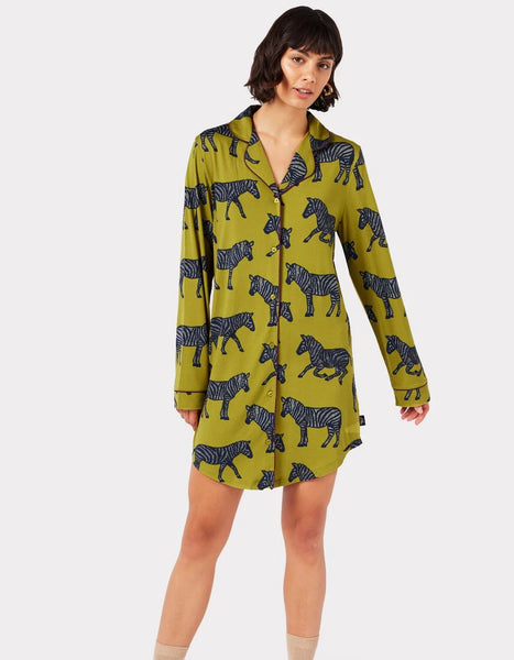 Green Zebra Print Nightshirt by Chelsea Peers