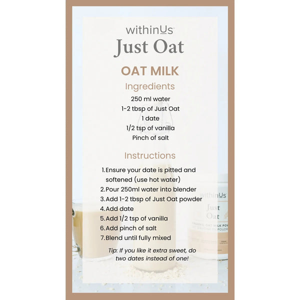 *New* - Just Oat - Certified Organic Oat Milk powder by WithinUs
