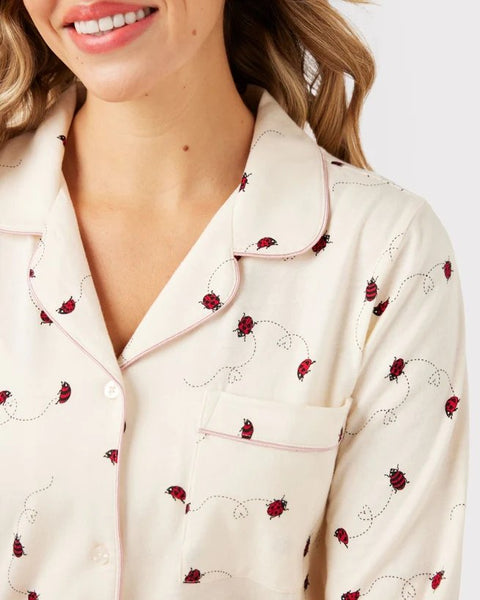 Organic Cotton Cream Ladybird Heart Print by Chelsea Peers