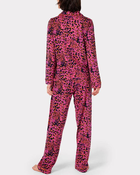 Pink Hidden Leopard Print Long Pyjama Set by Chelsea Peers