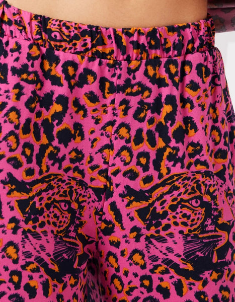 Pink Hidden Leopard Print Long Pyjama Set by Chelsea Peers