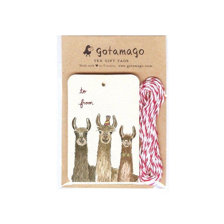 Three Party Llamas Gift Tag, Set of 10 by Gotamago