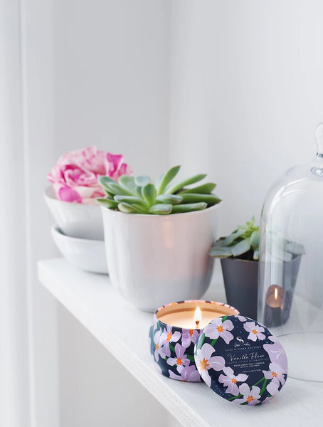 Vanilla Fleur Small Tin Soy Candle by Soap & Paper Factory