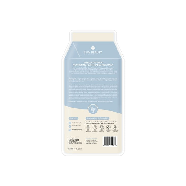 Vanilla Oat Milk Nourishing Plant-Based Milk Sheet Mask by ESW Beauty