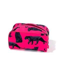 Velour Hot Pink Jaguar Print Cosmetic Bag by Chelsea Peers