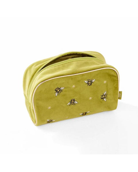 Velour Olive Bee Print Cosmetic Bag by Chelsea Peers