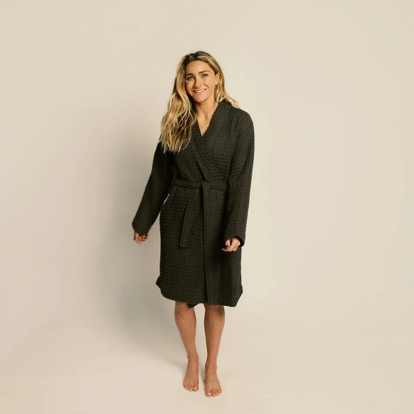 Weightless Waffle Robe in Ash by Happy Place
