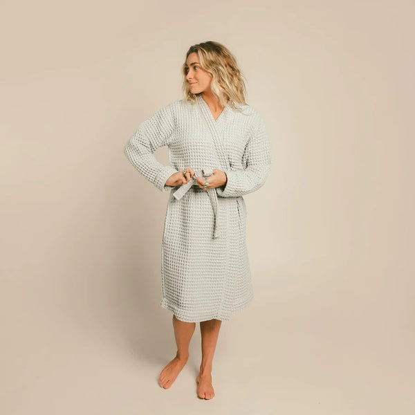 Weightless Waffle Robe in Silver by Happy Place